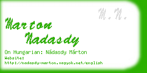 marton nadasdy business card