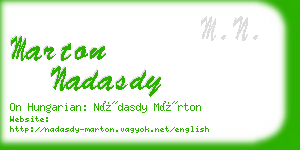 marton nadasdy business card